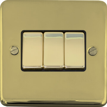 contour polished brass light switch (3 gang/brass switches) front fc0825