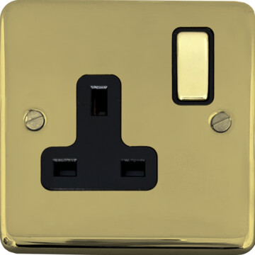 contour polished brass single socket (brass switch) front fc0825