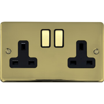 contour polished brass double socket (brass switches) front fc0825