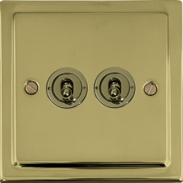 polished brass toggle switch (2 gang) front fc0825