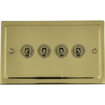 polished brass toggle switch (4 gang) front fc0825
