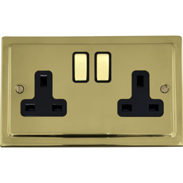 polished brass double socket (brass switches) front fc0825