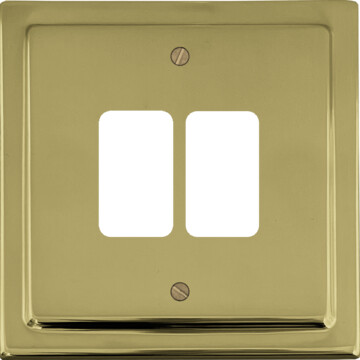 victorian polished brass grid plate (2 gang) front fc0825