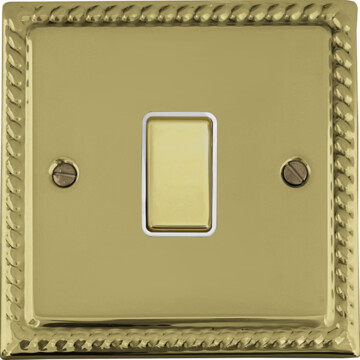 georgian polished brass switch (1 gang/white inserts) front fc0825