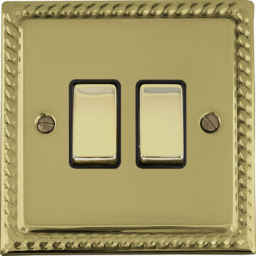 georgian polished brass switch (2 gang) front fc0825