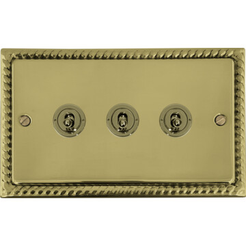 georgian polished brass toggle (3 gang) front fc0825