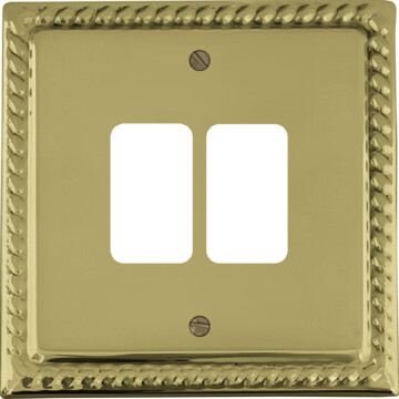 georgian polished brass grid plate (2 gang) front fc0825
