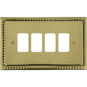 georgian polished brass grid plate (4 gang) front fc0825