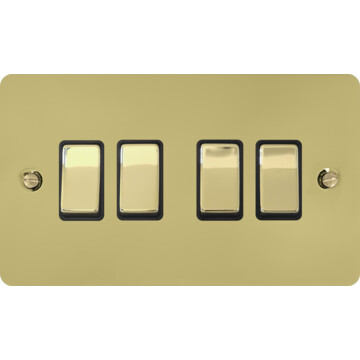 flat polished brass light switch (4 gang/brass switches) front fc0825