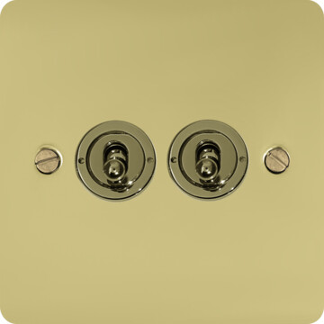 flat polished brass toggle switch (2 gang) front fc0825