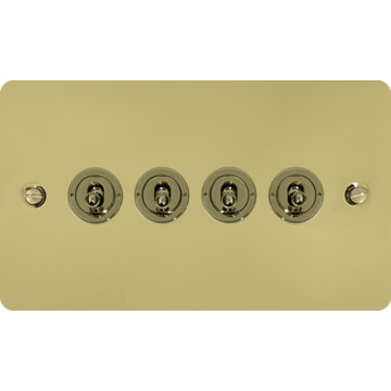 flat polished brass toggle switch (4 gang) front fc0825