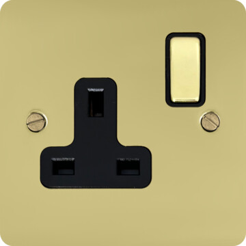 flat polished brass single socket (brass switch) front fc0825