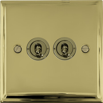 deco polished brass toggle switch (2 gang) front fc0825