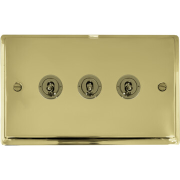 deco polished brass toggle switch (3 gang) front fc0825