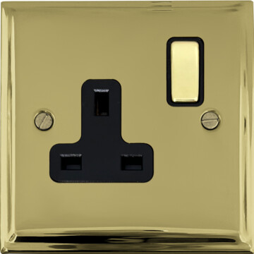 deco polished brass single socket (brass switch) front fc0825