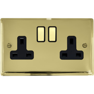 deco polished brass double socket (brass switches) front fc0825