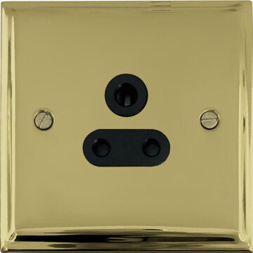 deco polished brass 5a 3 pin socket (black insert) front fc0825