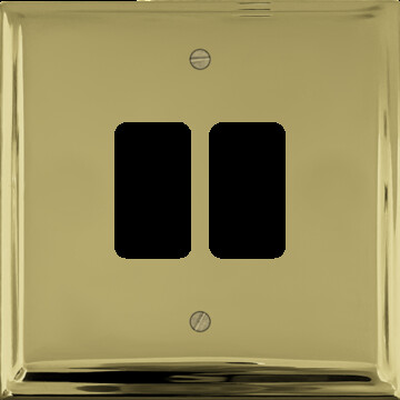 Deco Polished Brass 2 Gang Grid Plate