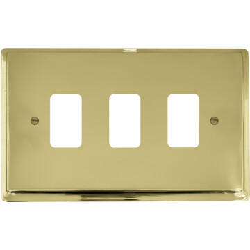 deco polished brass grid plate (3 gang) front fc0825