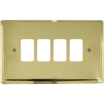 deco polished brass grid plate (4 gang) front fc0825