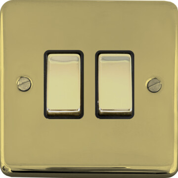 contour polished brass unlacquered light switch (2 gang/brass switches) front fc0825