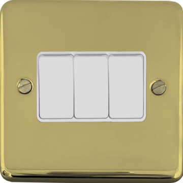 contour polished brass unlacquered light switch (3 gang/white switches) front fc0825