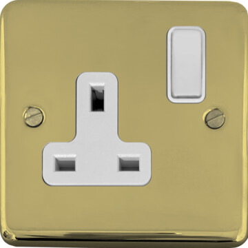 contour polished brass unlacquered single socket (white switch) front fc0825
