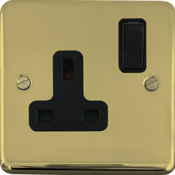 contour polished brass unlacquered single socket (black switch) front fc0825