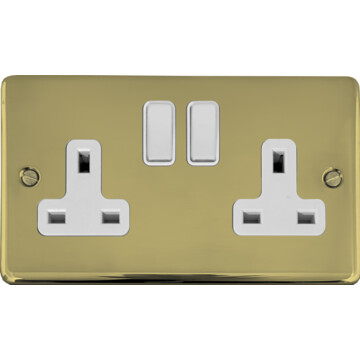 contour polished brass unlacquered double socket (white switches) front fc0825