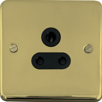 contour polished brass unlacquered 5a 3 pin socket (black insert) front fc0825