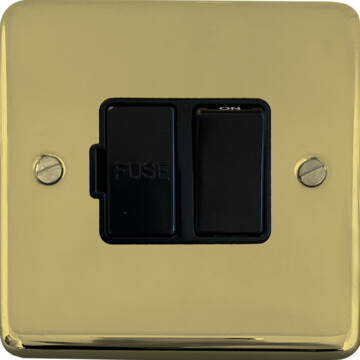 contour polished brass unlacquered switched fused spur (black switch) front fc0825