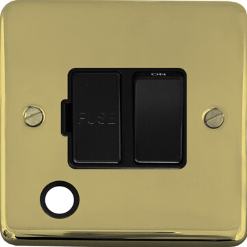 contour polished brass unlacquered fused spur with flex outlet (black switch) front fc0825