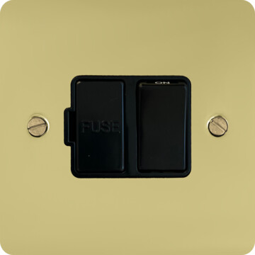 flat polished brass unlacquered switched fused spur (black switch) front fc0825