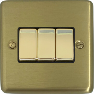 satin brass light switch (3 gang/brass switches) front fc0825