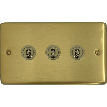 satin brass toggle switch (3 gang) front fc0825