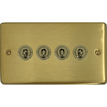 satin brass toggle switch (4 gang) front fc0825