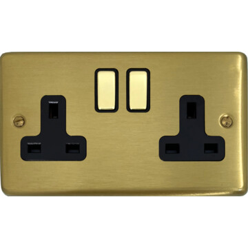 satin brass socket (double socket/brass switches) front fc0825