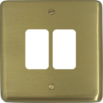 satin brass grid plate (2 gang) front fc0825