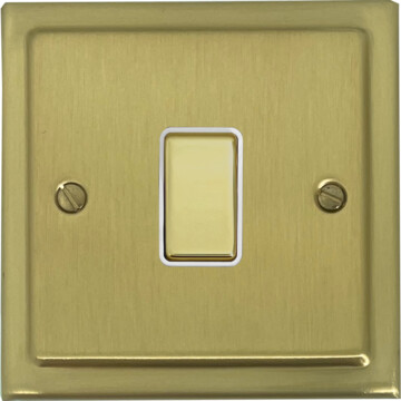 victorian satin brass light switch (1 gang/brass switch/white insert) front fc0825