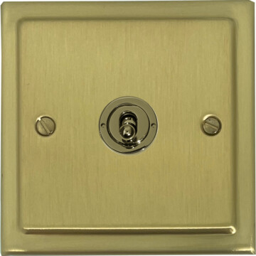 victorian satin brass toggle switch (1 gang) front fc0825
