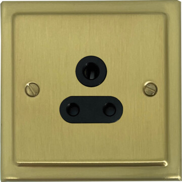 victorian satin brass 5a 3 pin socket (black insert) front fc0825