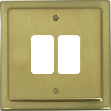 victorian satin brass grid plate (2 gang) front fc0825
