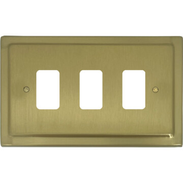 victorian satin brass grid plate (3 gang) front fc0825