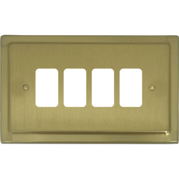victorian satin brass grid plate (4 gang) front fc0825