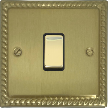 georgian satin brass light switch (1 gang/brass switch) front fc0825