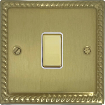 georgian satin brass light switch (1 gang/brass switch/white insert) front fc0825
