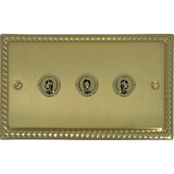 georgian satin brass toggle switch (3 gang) front fc0825
