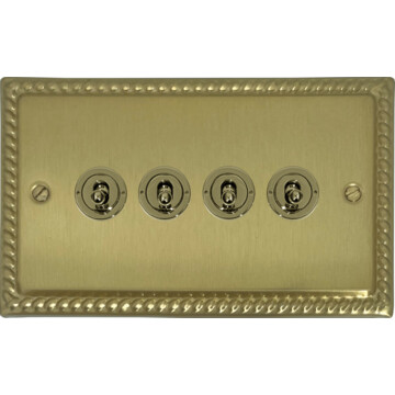 georgian satin brass toggle switch (4 gang) front fc0825