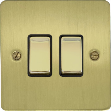 flat satin brass switch (2 gang) front fc0825