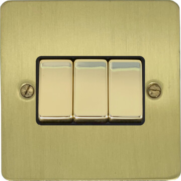 flat satin brass switch (3 gang) front fc0825